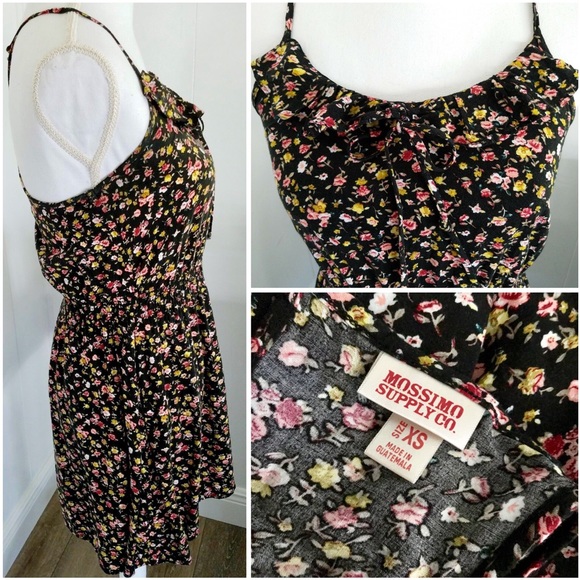 NWOT Black Floral Halter Stretch Mini Dress - Picture 2 of 5